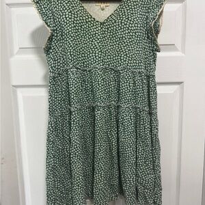 THML Green White floral tiered summer Sundress women’s small